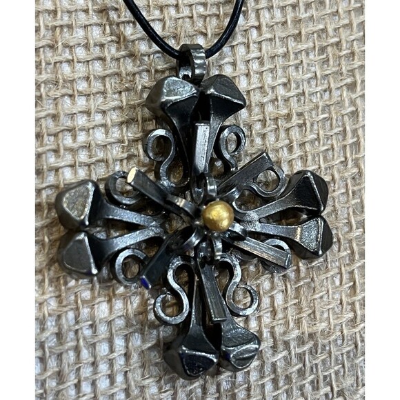 Y2K Gothic Victorian Style Cross Silver Tone Pendant Necklace Whimsigoth - Picture 3 of 9